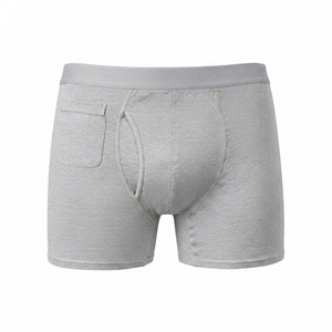 Men's <b>Boxer</b> Briefs With Pocket Breathable Soft Modal Spandex Underwear Mid Rise Solid Color Daily Wear <b>Custom</b> Logo - Product Image 2