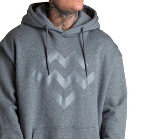 Custom Logo <b>Men</b> Heavyweight Fleece <b>Pullover</b> Hoodie Grey Oversized Streetwear Cotton Graphic Print Hoodies Sweatshirt OEM - Product Image 2