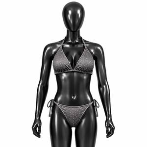 Women's <b>Rhinestone</b> Two Piece <b>Bikini</b> Set Adjustable Tie Side Swimwear - Product Image 1