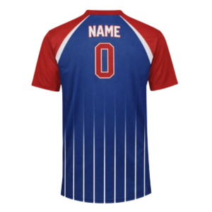 Maillot de baseball personnalisé rouge et bleu avec design boutonné, numéro de joueur personnalisé et couleurs d'équipe pour vêtements de sport pour hommes - Product Image 3
