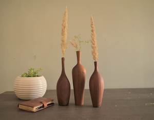 Ensemble de vases de sol en bois de noyer faits à la main pour mariage, décoration intérieure de style mid-century - Product Image 3