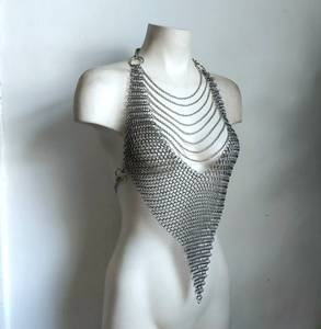 Vêtement d'armure portable en acier inoxydable plaqué argent, forme irrégulière, style maille de chaîne, artisanat métallique tendance - Product Image 4
