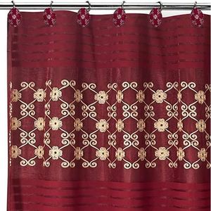 Elegante Set Tenda Doccia 12 Pezzi con Decorazioni Contemporanee Bordeaux, 12 Anelli per Tenda Doccia, Accessorio per la Casa - Product Image 2