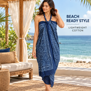 Elegant Floral Cotton Sarong <b>for</b> <b>Women</b> Printed Soft and Breathable Beach Wrap Lightweight <b>Shawl</b> Swimwear Cover Up Resort Travel - Product Image 2