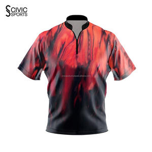 the Wholesale Youth Sports Polo With Zipper Custom Sublimation Print Pattern <b>Bowling</b> Jersey - Product Image 3