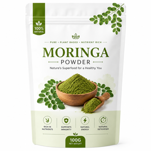 Polvo de Hoja de Moringa Original 100g, Grado Alimenticio, Calidad Premium, Polvo de Moringa Oleifera, Calidad de Exportación, Proveedor a Granel de la India - Product Image 1
