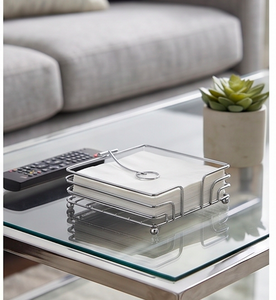 Modern Metal Tissue <b>Box</b> Organizer Wireframe With <b>Chrome</b> Finish For Home Kitchen Counter Use And Dining Room Use - Product Image 6