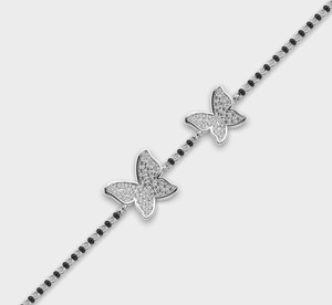 Pulsera Mangalsutra con Doble Mariposa y Diamantes Redondos Cultivados en Laboratorio, Certificados por IGI, en Oro Amarillo/Blanco/Rosa de 9K - Product Image 3