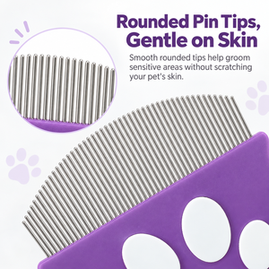 Peine para mascotas XH para gatos y perros, peine de metal redondeado para el cuidado del pelaje, peine suave de plástico para pulgas, herramienta curva para eliminar el pelo. - Product Image 2