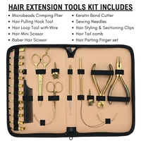 Perlengkapan Lengkap Ekstensi Rambut: Alat Crimping Micro Ring, Jarum Loop Ekstensi Rambut, Gunting Benang, Penjepit Duckbill