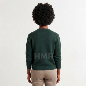 Cárdigan de Punto Acrílico con Cuello en V, Color Verde Militar, de la Hermandad HMR, para Invierno, con Patrón Universitario - Product Image 4