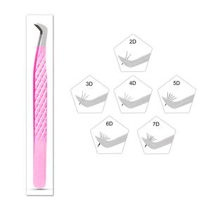 Pince à cils professionnelle rose clair en acier inoxydable à prise en diamant de haute précision Vente en gros - Product Image 1