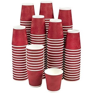 Gobelets en papier ondulé bleus de forme ronde spéciale, gobelets à café jetables de 8 oz, gobelets à paroi ondulée pour boissons chaudes pour café, restaurant, à emporter - Product Image 5