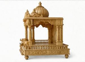 Elephant Hand Carved <b>Mandir</b> Home Treated Wood Temple Modern Style Customized Size Natural Finish UK Supply - Product Image 4