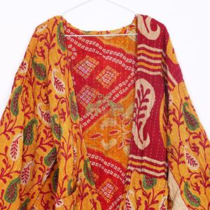 เสื้อโค้ทกิโมโนของผู้หญิงเสื้อโค้ทคอตตอนพิมพ์ลายดอกไม้ผ้าคอตตอนสไตล์วินเทจ - Product Image 4