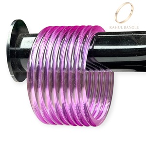 Wholesale Elegant Transparent Kashmiri Purple Jelly Acrylic <b>Bangles</b> Set Lightweight Fashion Wedding Jewellery for Women and Girl - Product Image 3