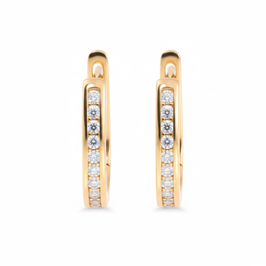 Boucles d'oreilles créoles Huggie en or jaune massif 18 carats avec moissanite, tendance, pour femme, mariage, fête, bijoux fins, cadeau - Product Image 5