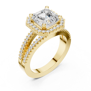 Designer <b>Split</b> Shank 14k Solid Gold IGI Certificate 2 CT Asscher Cut E VVS VS1 Lab Grown Diamond Women Engagement Wedding <b>Ring</b> - Product Image 2