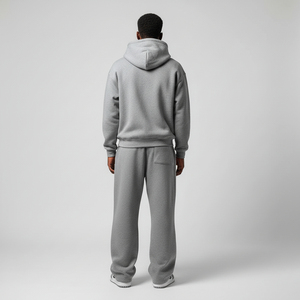 Custom Logo Vintage Winter Streetwear Zip Tracksuits 220g 100% Cotton Midweight Hoodie Sweatpants Pullover 2 Piece Set - Product Image 6