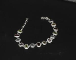 Pulsera de Topacio Azul y Amatista con Plata de Ley 925 – Pulsera de Plata con Piedras Preciosas Naturales para Mujer |   Proveedor de Joyería al por Mayor - Product Image 1