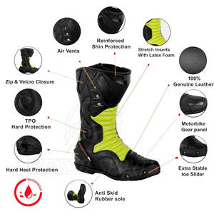 รองเท้าขี่มอเตอร์ไซค์หนังกันลื่นกันน้ำสำหรับผู้ชาย รองเท้าขี่มอเตอร์ไซค์หนังกันน้ำกันลื่น - Product Image 5