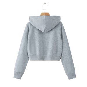 Sudadera Corta de Manga Larga para Mujer, Top Corto con Cremallera para Gimnasio - Product Image 2