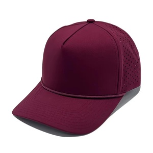 Casquettes de baseball vierges à 5 panneaux fabriquées au Vietnam, perforées, avec logo brodé personnalisé, chapeaux de golf avec cordon pour homme et femme - Product Image 4