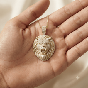 Colgante de Lujo Estilo Hip Hop para Raperos, Chapado en Oro sobre Plata 925, con Cabeza de León Africano Salvaje Personalizada y Diamantes Cultivados en Laboratorio - Product Image 4