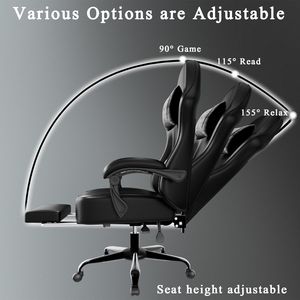 Sedia da Gaming Ergonomica per Adulti con Cuscino a Molle Insacchettate e Poggiapiedi in Pelle PU Traspirante - Product Image 5