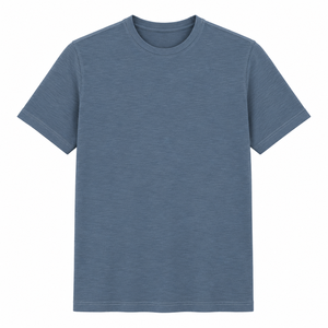 T-shirt personnalisé bleu ardoise uni à col rond pour homme, 100 % coton mélangé, respirant, manches courtes, décontracté, vente en gros - Product Image 1