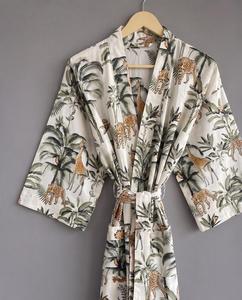 Robe décontractée élégante pour femme, faite main en Inde, imprimé floral, 100 % rayonne et coton, longueur genou, col en V, manches longues, taille naturelle - Product Image 5