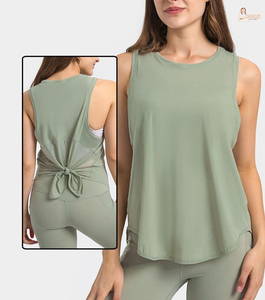 Vêtements de sport et de yoga personnalisés à la mode, débardeur sans manches pour femmes, haut de sport 100% coton tricoté à la main, décontracté, séchage rapide, respirant - Product Image 1