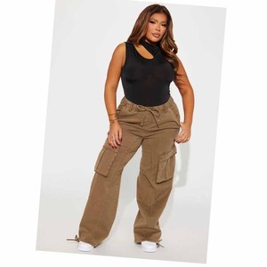 Women's <b>High</b> <b>Waist</b> <b>Cargo</b> Pants Solid Color Loose Fit Full Length With Pockets Drawstring Closure Canvas Material Casual Style - Product Image 4