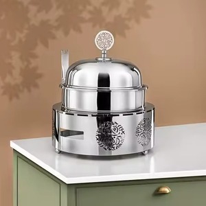French Metal <b>Buffet</b> with Polished Gold Finish Decorative Handle Insulated Food <b>Warmer</b> Vintage Style Designer Bottom - Product Image 5