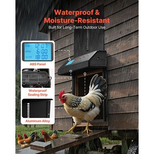 ประตูเล้าไก่แบบอัตโนมัติใช้พลังงานแบตเตอรี่ พร้อมระบบป้องกันหนีบมือ และตัวตั้งเวลาแบบแมนนวล ทำจากอะลูมิเนียมทนทาน สำหรับกรงสัตว์ - Product Image 6