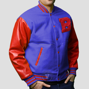 Unisex High Quality Varsity <b>Jacket</b> Chenille Embroidery Grey Wool <b>Black</b> Leather Sleeves Custom Letterman Varsity <b>Jacket</b> - Product Image 4