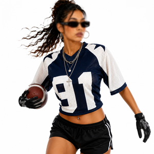 Camiseta de fútbol americano para mujer, top de entrenamiento de malla, ropa de equipo personalizada, proveedor de prendas deportivas de marca privada OEM - Product Image 1