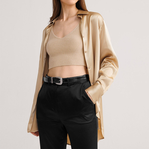 Custom Design Women's Vintage Casual Solid Silk Blend <b>Blouse</b> Turn-down Collar Full Sleeves Quick Dry Breathable Fabric-OEM - Product Image 6