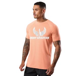Mens <b>Peach</b> Performance Training T <b>Shirt</b> Crew Neck Short Sleeve Athletic Gym Workout Running Casual Sportswear Activewear Tee - Product Image 1