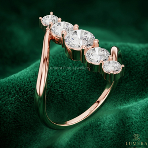 Luxury Round Cut Lab Grown Diamond IGI Certified <b>Open</b> Band <b>Ring</b> Unisex 9KT 10KT 14KT 18KT Rose Gold - Product Image 4