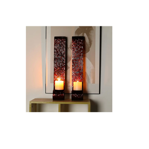Moroccan Metal Wall Sconce Candle Holder Tall Wall Mounted Candlestick Stand for Living Room Bathroom Office Decor - Product Image 4