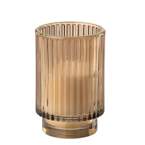 Porte-bougie en verre à fond côtelé, élégant pot à bougie en verre texturé pour la décoration de la maison et la mise en scène de la table - Product Image 1