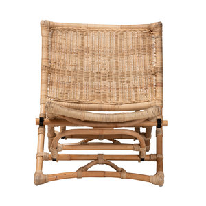 Chaise de salle à manger vintage en rotin naturel, chaise d'appoint carrée en osier, chaise sans accoudoirs en cannage tressé à la main pour la maison, le café, l'hôtel - Product Image 2