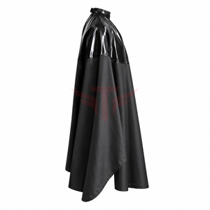 Cape de coiffure imperméable en nylon/polyester écologique noire pour salon de coiffure, tablier de coupe de cheveux pour barbier - Product Image 6