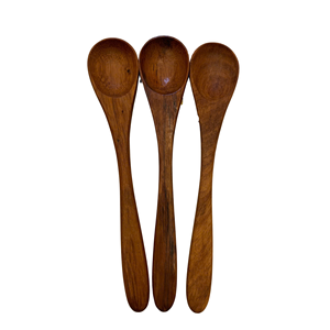 Cuchara de Té de Madera Chapada en Oro Vintage con Mango Largo, Acabado Marrón Ecológico para Fiestas - Product Image 3