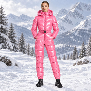 Mono de Invierno para Mujer, 100% Nailon, Impermeable 10,000mm, con Capucha, Cinturón y Cierre de Cremallera, de una Pieza - Product Image 5