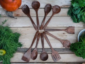Utensilios de Cocina de Lujo Vintage Ecológicos Personalizados, Cuchara de Sopa de Madera de Haya con Mango Largo, Cucharas de Madera con Acabado de Pintura Transparente para - Product Image 4