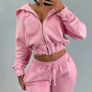 <b>Women</b> Acid Wash Tracksuit Set Stylish Oversized Hoodie & <b>Jogger</b> Two Piece Outfit for Casual Wear - Product Image 5