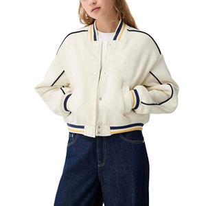 Vestes Courtes de Style Universitaire pour Femmes, Blousons Varsity Personnalisables à Manches Longues avec Broderie de Lettres en Chenille - Product Image 1