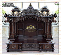 Temple hindou pour la maison en teck noir sculpté à la main, de qualité supérieure, avec design personnalisé